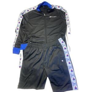 MENS Vintage Champion Tracksuit Spelled out black/Blue size XL, Zip Up Jacket